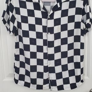 Forever 21 Black and White Checkered Kids Button Down Shirt